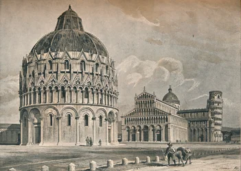 Le Baptistère, la cathédrale et la tour penchée de Pise, vers 1906, 1907