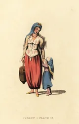 Femme grecque avec sa fille, île de Marmara