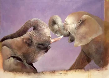 Elephants at Play, 2001 (acrylique sur toile)