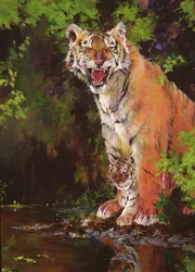 Mère et bébé II (tigres) 1997 (acrylique et crayon sur papier)