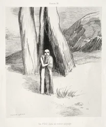 Un fou dans un paysage lugubre