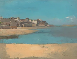 Village au bord de la mer, Bretagne. Vers 1880
