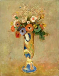 Fleurs dans un vase peint