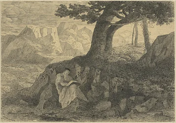 Ermite dans un paysage