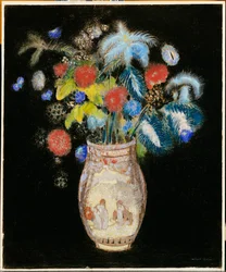 Grand bouquet sur fond noir, vers 1910