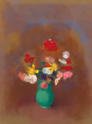 Coquelicots dans un vase vert, vers 1910