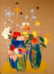 Trois vases de fleurs, vers 1908-10