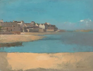 Village au bord de la mer en Bretagne, vers 1880 (huile sur carton sur panneau dur)