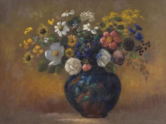 Fleurs sauvages dans un vase, vers 1910