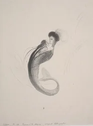 Femme portant une toque et une queue de sirène