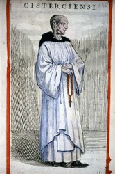 Moine cistercien. Gravure de O. Fialetti. 16ème siècle.