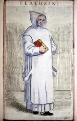 Ordre religieux : Chartreux. Gravure du 16ème siècle.