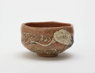 Bol à thé style Kenzan avec motif de grue et d
