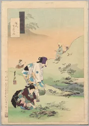Beautés récoltant des fougères, de la série Divers de Gekkō