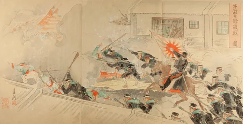 Image de bataille sévère dans les rues de Gyuso