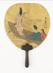 Narihira traversant la rivière Sumida, période Edo, fin XVIIe-début XVIIIe siècle