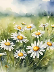 Champ de marguerites en fleurs