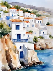 Village à flanc de colline en Méditerranée