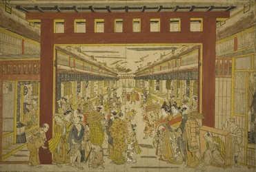 Nakanocho dans le Yoshiwara (gravure sur bois colorée à la main)