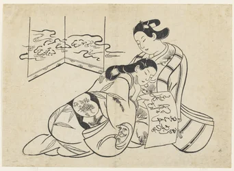 (Amants en mitate de Daruma traversant le Yangtsé sur un roseau)
