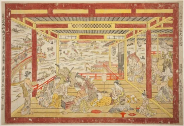 Profiter de la fraîcheur du soir près du pont de Ryogoku (Ryogoku bashi yusuzumi uki-e)