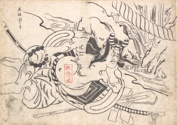 Ichikawa Danjuro I en Soga Goro, vers 1710