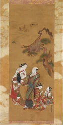 Yukihira et deux servantes à Suma, 18ème siècle