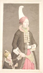 Femme et fille en costumes islandais