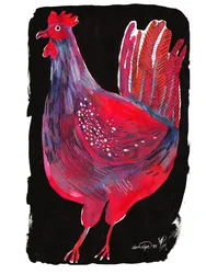 Coq rouge vif