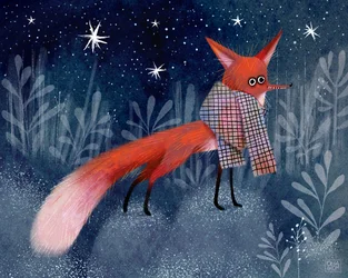 Renard espiègle en chemise à carreaux