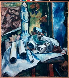 Nature morte aux rouleaux de papier