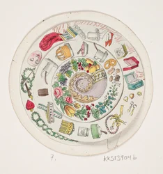 Tour de potier avec divers petits objets dessinés