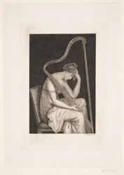 Une femme avec une harpe
