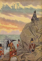 Napoléon à Sainte-Hélène, gardé par les Britanniques