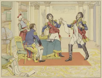 Napoléon récompensant le maréchal Lefebvre en le faisant duc de Dantzig après sa capture de la ville aux Prussiens, 24 mai 1807