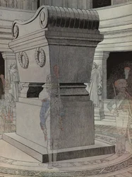 Tombeau de Napoléon aux Invalides, Paris, gardé par des soldats fantômes