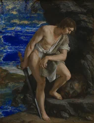 David contemplant la tête de Goliath