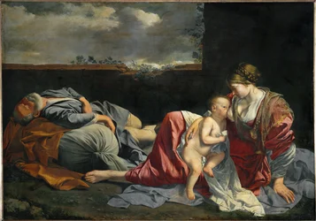 Repos de la Sainte Famille pendant la fuite en Egypte ...
