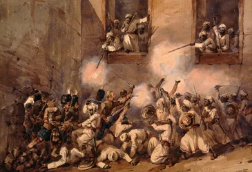 Les 93e Highlanders entrant dans la brèche lors de l