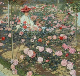 Mme Ojetti dans le jardin de roses