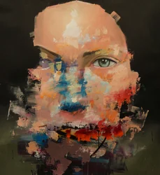 Modèle de couleur déformée, 2018-2025 (acrylique et huile sur toile)