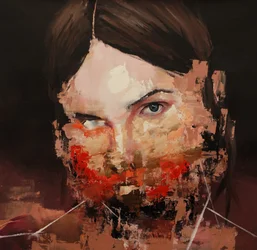Modèle déformé, 2019-24 (acrylique, pastel et huile sur toile)