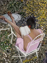 Lecture paisible sur le patio