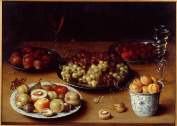 Nature morte de fruits et verre