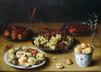 Nature morte avec fruits et verres