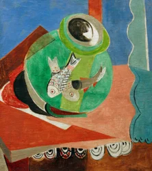 Poissons dans un verre vert