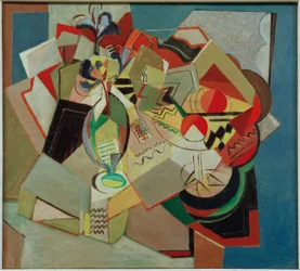 Composition avec iris et oranges