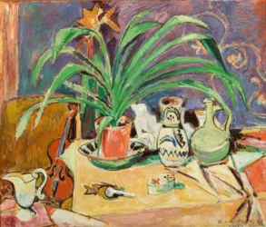 O. Moll, Nature morte avec amaryllis en fleur