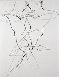 Deux figures en mouvement opposé, danse