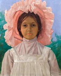 Fille avec un bonnet rose